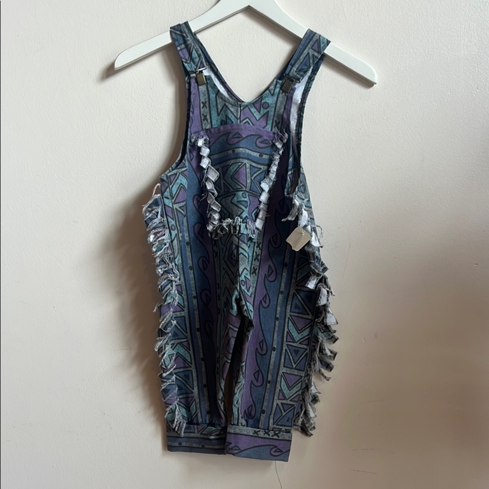 Blue and Purple Jumper  with Distressed Details and southwestern design